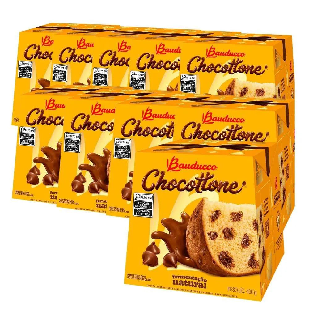 Chocotone Bauducco Gotas de Chocolate Kit 10 Chocottones 400g