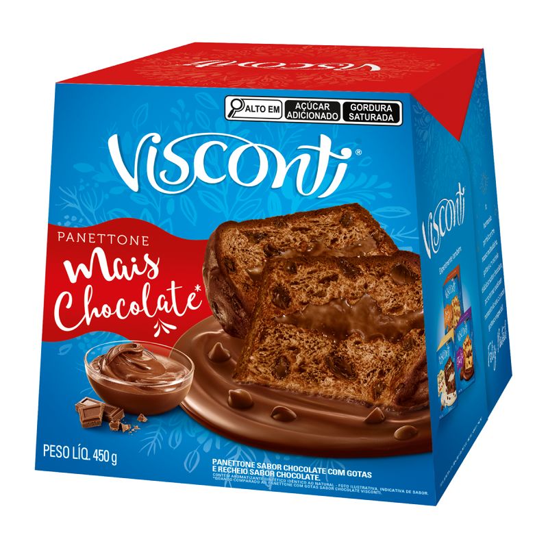 Caixa Visconti Panettone Mais Chocolate 450g 18 und.